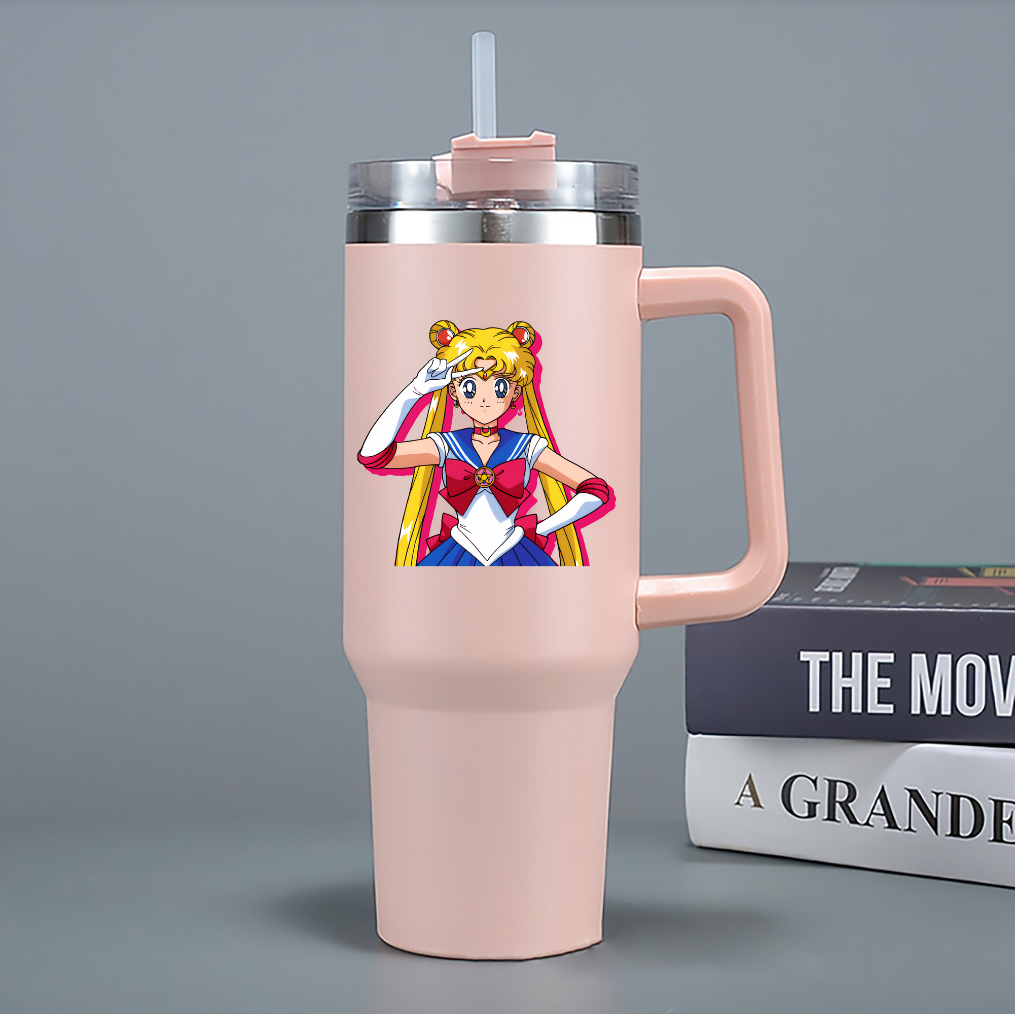 （画像用） 美少女戦士セーラームーン 月野 うさぎ つきの うさぎ Sailor Moon Tsukino Usagi 1200mL車用タンブラー - クリスタルステッカー（プラスチックストロー付き）